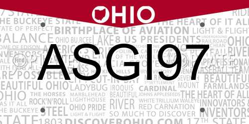ASGI97 Ohio License Plate