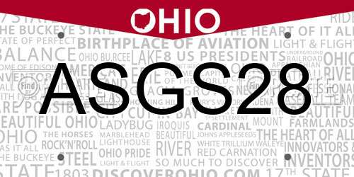 ASGS28 Ohio License Plate