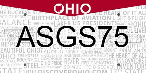 ASGS75 Ohio License Plate