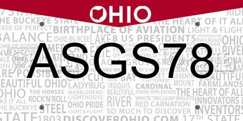ASGS78 Ohio License Plate