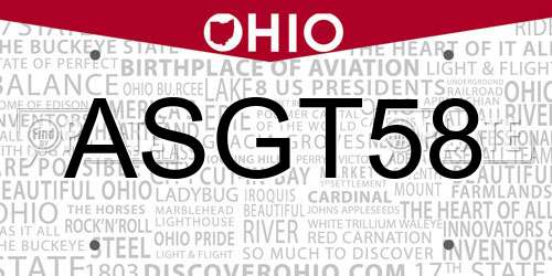 ASGT58 Ohio License Plate
