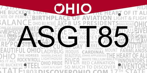 ASGT85 Ohio License Plate