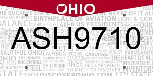 ASH9710 Ohio License Plate