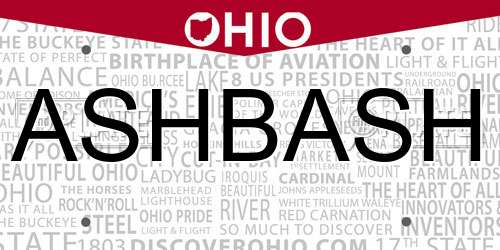 ASHBASH Ohio License Plate