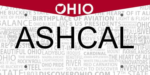 ASHCAL Ohio License Plate