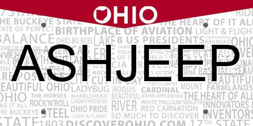 ASHJEEP Ohio License Plate