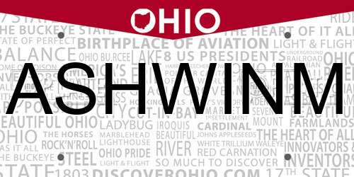 ASHWINM Ohio License Plate