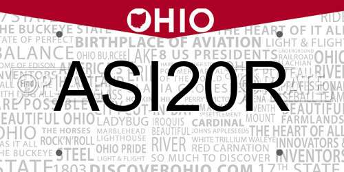 ASI20R Ohio License Plate