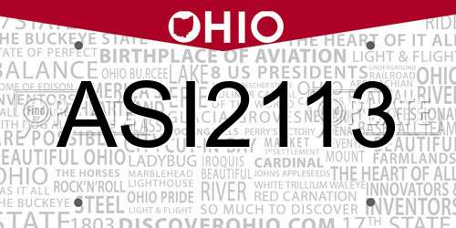 ASI2113 Ohio License Plate