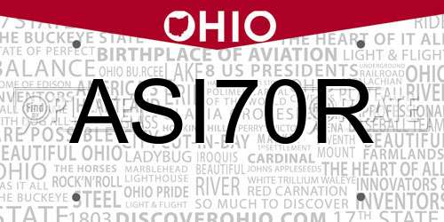 ASI70R Ohio License Plate