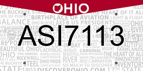 ASI7113 Ohio License Plate