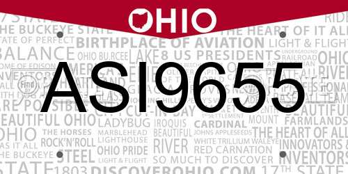 ASI9655 Ohio License Plate
