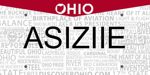 ASIZIIE Ohio License Plate