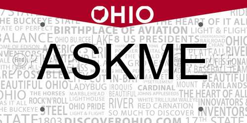 ASKME Ohio License Plate
