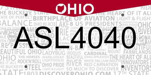 ASL4040 Ohio License Plate