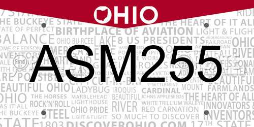 ASM255 Ohio License Plate