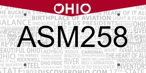 ASM258 Ohio License Plate