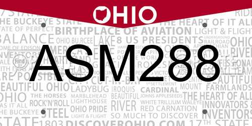 ASM288 Ohio License Plate