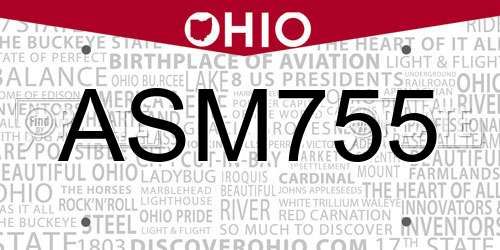ASM755 Ohio License Plate