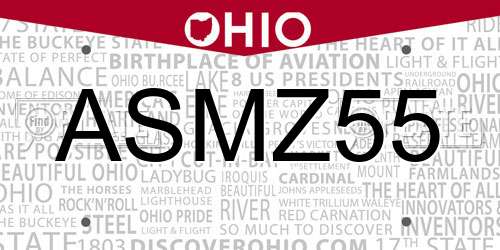 ASMZ55 Ohio License Plate