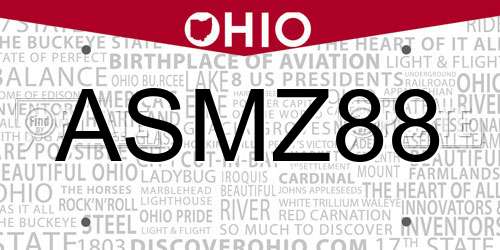 ASMZ88 Ohio License Plate