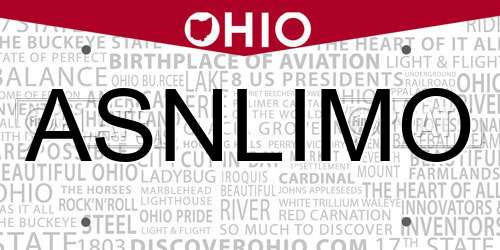 ASNLIMO Ohio License Plate