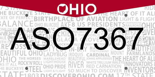 ASO7367 Ohio License Plate