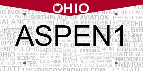 ASPEN1 Ohio License Plate
