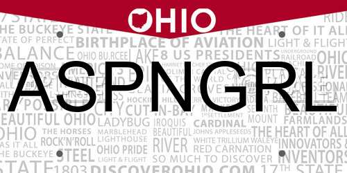 ASPNGRL Ohio License Plate