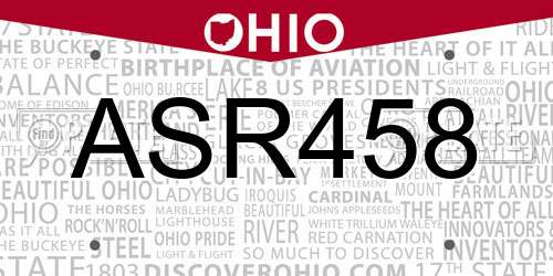 ASR458 Ohio License Plate