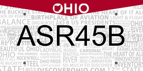 ASR45B Ohio License Plate