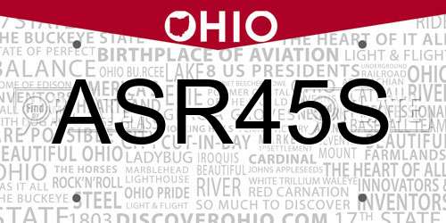 ASR45S Ohio License Plate