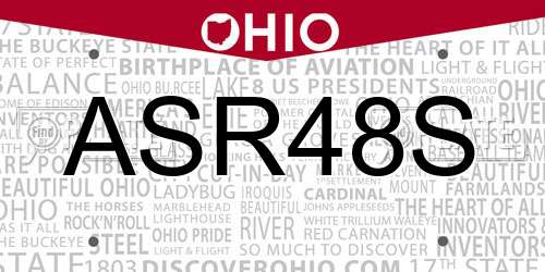 ASR48S Ohio License Plate