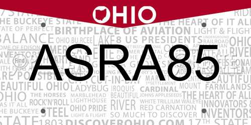 ASRA85 Ohio License Plate