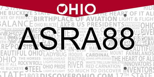 ASRA88 Ohio License Plate