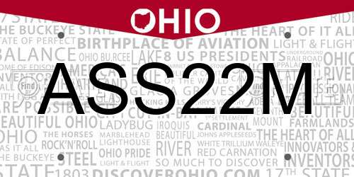 ASS22M Ohio License Plate