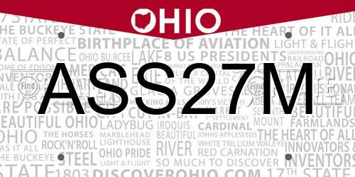 ASS27M Ohio License Plate