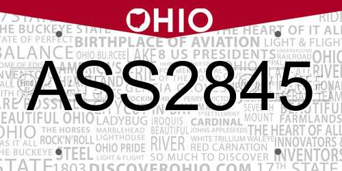 ASS2845 Ohio License Plate