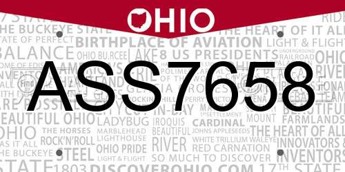 ASS7658 Ohio License Plate