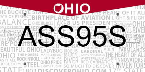 ASS95S Ohio License Plate