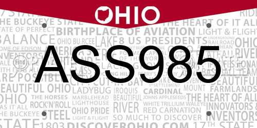 ASS985 Ohio License Plate