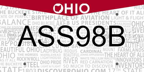 ASS98B Ohio License Plate