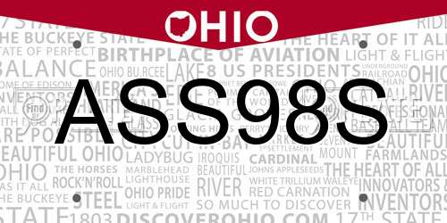 ASS98S Ohio License Plate