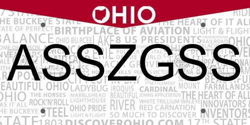 ASSZGSS Ohio License Plate