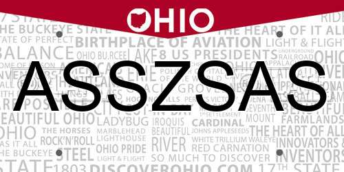 ASSZSAS Ohio License Plate