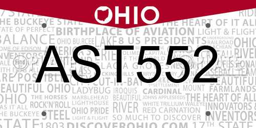 AST552 Ohio License Plate
