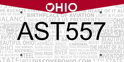 AST557 Ohio License Plate