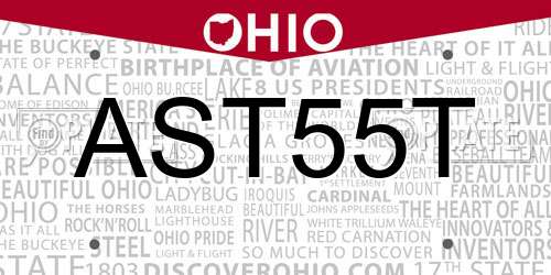 AST55T Ohio License Plate