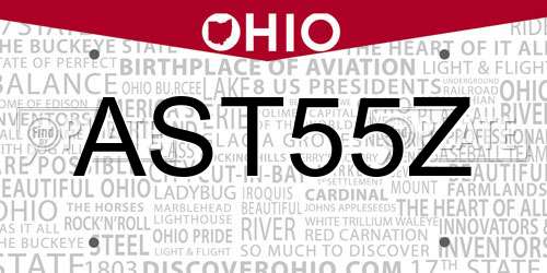 AST55Z Ohio License Plate
