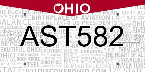 AST582 Ohio License Plate